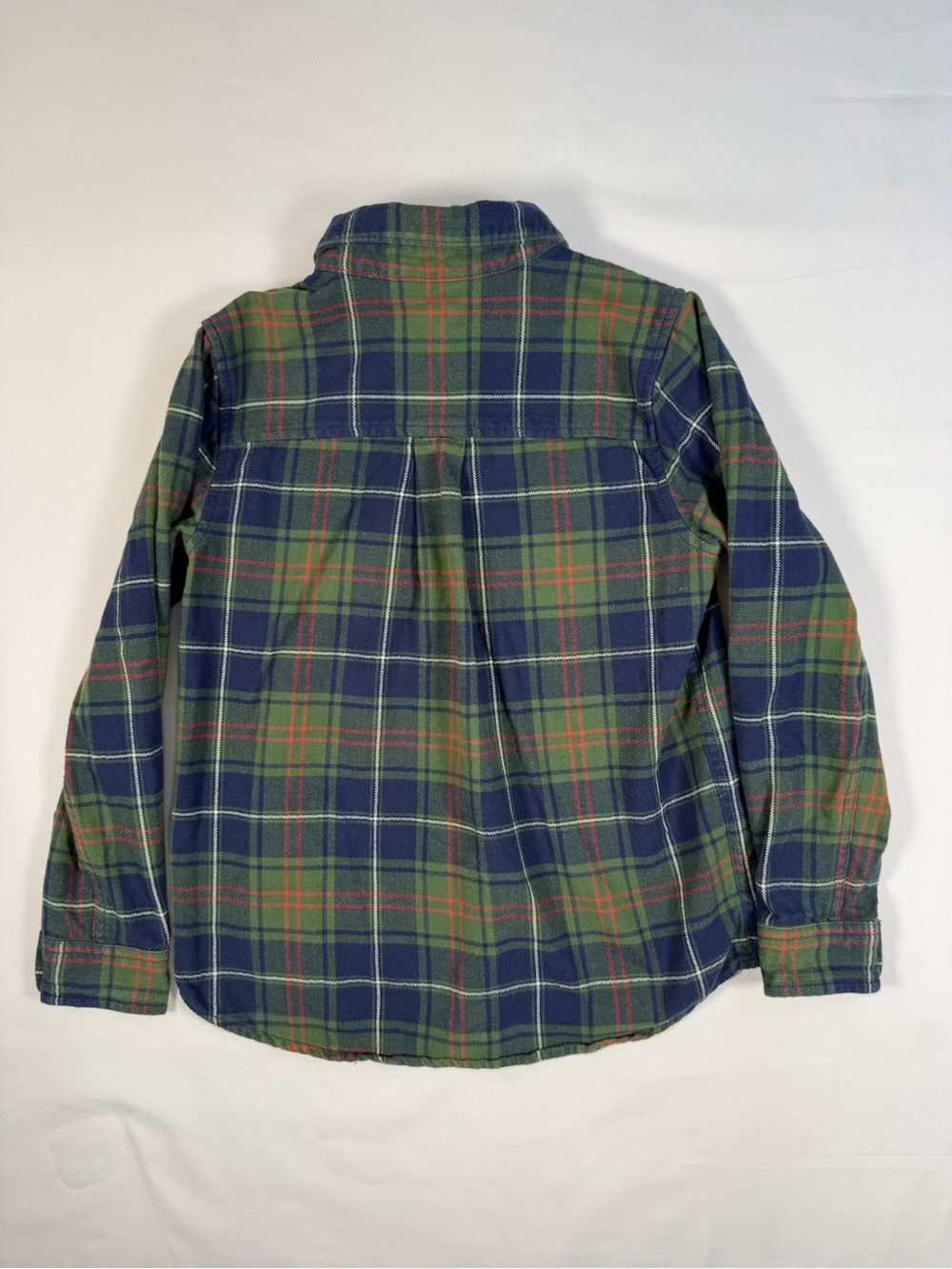 HANNA‎ ANDERSSON Boys' Green Tartan Plaid Heavy Flannel Button Up Shirt Size 6-7 - Picture 2 of 8